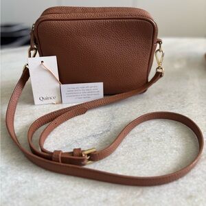 Quince Italian Leather Crossbody Bag Cognac